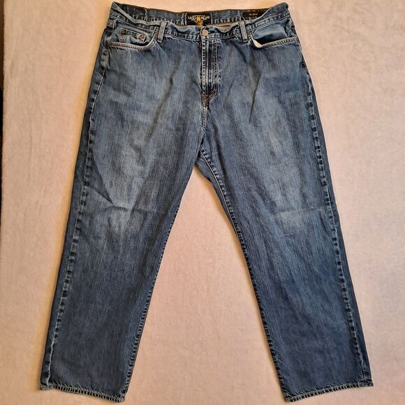Lucky Brand 181 Jeans Mens 42x32 Blue Medium Wash Denim Relaxed Fit Straight Leg - Picture 1 of 12